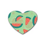 Watermelon Dots Summer Pattern Rubber Heart Coaster (4 pack)