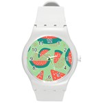 Watermelon Dots Summer Pattern Round Plastic Sport Watch (M)