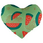 Watermelon Dots Summer Pattern Large 19  Premium Heart Shape Cushions