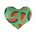 Watermelon Dots Summer Pattern Standard 16  Premium Flano Heart Shape Cushions