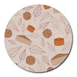 Leaves Cake Cookies Pattern Round Mousepad