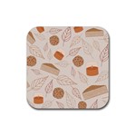 Leaves Cake Cookies Pattern Rubber Coaster (Square)