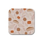 Leaves Cake Cookies Pattern Rubber Square Coaster (4 pack)