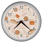 Leaves Cake Cookies Pattern Wall Clock (Silver)