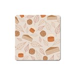 Leaves Cake Cookies Pattern Square Magnet