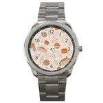 Leaves Cake Cookies Pattern Sport Metal Watch