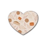 Leaves Cake Cookies Pattern Rubber Heart Coaster (4 pack)