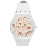 Leaves Cake Cookies Pattern Round Plastic Sport Watch (M)