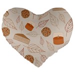 Leaves Cake Cookies Pattern Large 19  Premium Flano Heart Shape Cushions