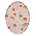 Leaves Cake Cookies Pattern Oval Glass Fridge Magnet (4 pack)