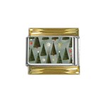 Christmas Trees Pattern Gold Trim Italian Charm (9mm)