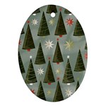 Christmas Trees Pattern Oval Ornament (Two Sides)