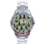 Christmas Trees Pattern Stainless Steel Analogue Watch