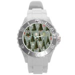 Christmas Trees Pattern Round Plastic Sport Watch (L)