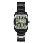 Christmas Trees Pattern Stainless Steel Barrel Watch