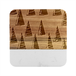 Christmas Trees Pattern Marble Wood Coaster (Square)