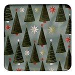 Christmas Trees Pattern Square Glass Fridge Magnet (4 pack)