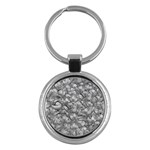 Silver Blossom Elegance Print (AI+Human) Key Chain (Round)