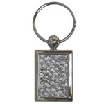 Silver Blossom Elegance Print (AI+Human) Key Chain (Rectangle)