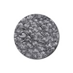 Silver Blossom Elegance Print (AI+Human) Rubber Coaster (Round)