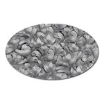 Silver Blossom Elegance Print (AI+Human) Oval Magnet