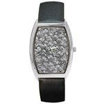 Silver Blossom Elegance Print (AI+Human) Barrel Style Metal Watch