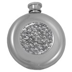 Silver Blossom Elegance Print (AI+Human) Round Hip Flask (5 oz)