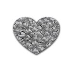 Silver Blossom Elegance Print (AI+Human) Rubber Coaster (Heart)