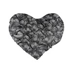 Silver Blossom Elegance Print (AI+Human) Standard 16  Premium Heart Shape Cushions