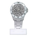 Silver Blossom Elegance Print (AI+Human) Plastic Nurses Watch