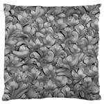 Silver Blossom Elegance Print (AI+Human) Large Premium Plush Fleece Cushion Case (One Side)