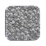 Silver Blossom Elegance Print (AI+Human) Square Metal Box (Black)