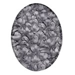 Silver Blossom Elegance Print (AI+Human) Oval Glass Fridge Magnet (4 pack)