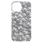 Silver Blossom Elegance Print (AI+Human) iPhone 15 Black UV Print PC Hardshell Case