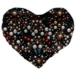 Pearls and stones Large 19  Premium Heart Shape Cushions