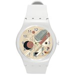 Boho Abstract Architecture Round Plastic Sport Watch (M)