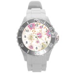 Flowers Blossom Spring Garden Round Plastic Sport Watch (L)