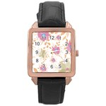 Flowers Blossom Spring Garden Rose Gold Leather Watch 