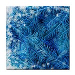 Blue Christmas Tree Branch Texture, Winter Texture, Tree Texture, Tree Branches Tile Coaster