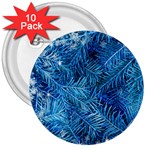 Blue Christmas Tree Branch Texture, Winter Texture, Tree Texture, Tree Branches 3  Buttons (10 pack) 