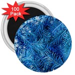 Blue Christmas Tree Branch Texture, Winter Texture, Tree Texture, Tree Branches 3  Magnets (100 pack)