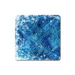 Blue Christmas Tree Branch Texture, Winter Texture, Tree Texture, Tree Branches Square Magnet