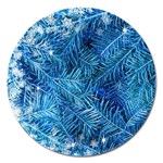 Blue Christmas Tree Branch Texture, Winter Texture, Tree Texture, Tree Branches Magnet 5  (Round)