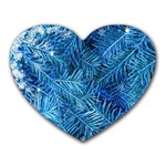 Blue Christmas Tree Branch Texture, Winter Texture, Tree Texture, Tree Branches Heart Mousepad