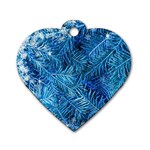 Blue Christmas Tree Branch Texture, Winter Texture, Tree Texture, Tree Branches Dog Tag Heart (One Side)