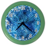 Blue Christmas Tree Branch Texture, Winter Texture, Tree Texture, Tree Branches Color Wall Clock