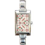 Christmas Texture, New Year, Red-green Christmas Ornament Texture Rectangle Italian Charm Watch