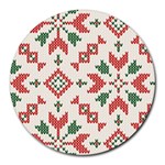 Christmas Texture, New Year, Red-green Christmas Ornament Texture Round Mousepad