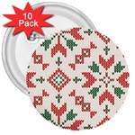 Christmas Texture, New Year, Red-green Christmas Ornament Texture 3  Buttons (10 pack) 