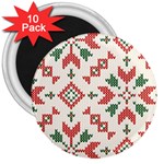 Christmas Texture, New Year, Red-green Christmas Ornament Texture 3  Magnets (10 pack) 